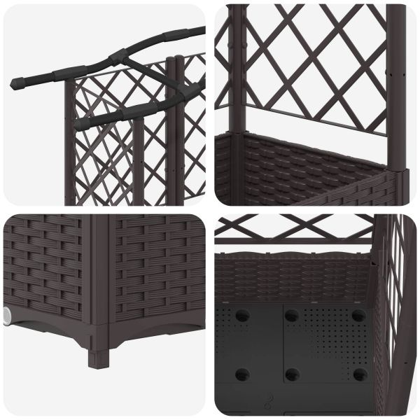 Повдигнато легло с решетка и покривка Кафяво 163 x 40 x 126 см