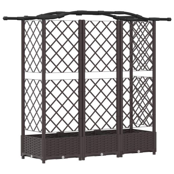 Повдигнато легло с решетка и покривка Кафяво 163 x 40 x 126 см