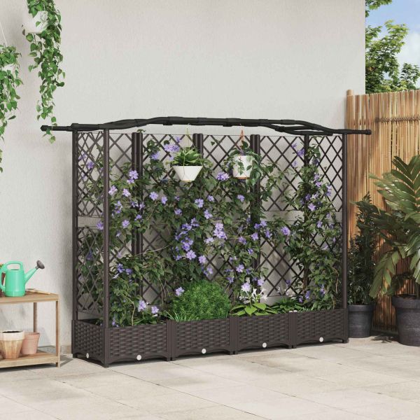 Повдигнато легло с решетка и покривка Кафяво ПП