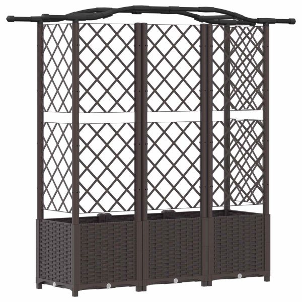 Повдигнато легло с решетка и покривка Кафяво 163 х 40 х 141 см