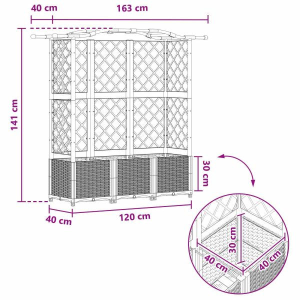 Повдигнато легло с решетка и покривка Кафяво 163 х 40 х 141 см