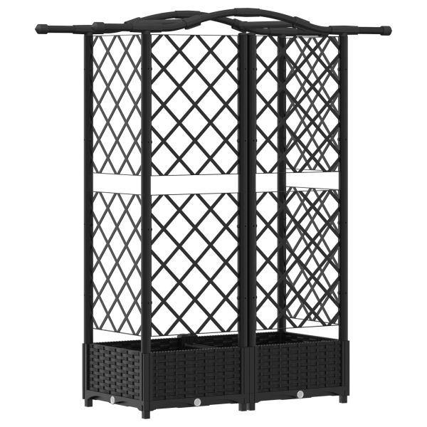 Повдигнато легло с решетка и покривка Черен 124 х 40 х 126 см