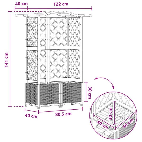 Повдигнато легло с решетка и покривка Черен 122 х 40 х 141 см
