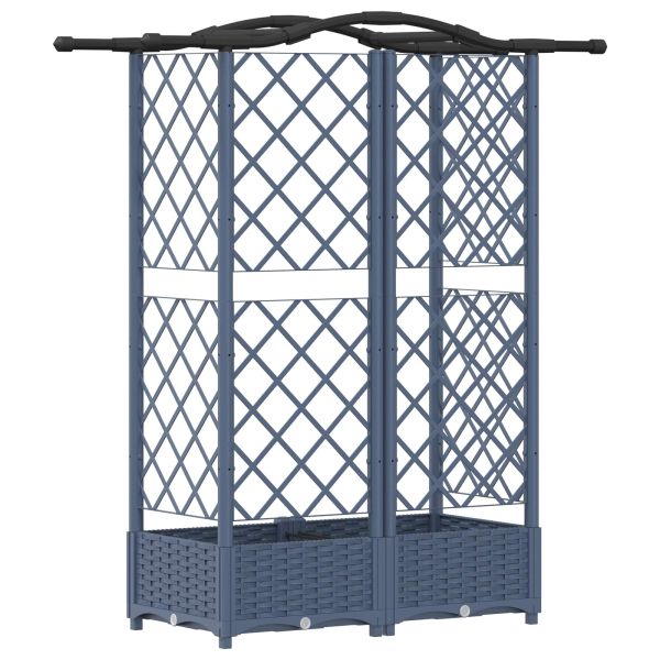 Повдигнато легло с решетка и покривка Сив 124 х 40 х 126 см ПП