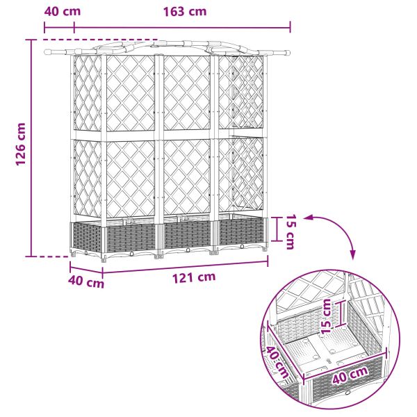 Повдигнато легло с решетка и покривка Сив 163 x 40 x 126 см ПП