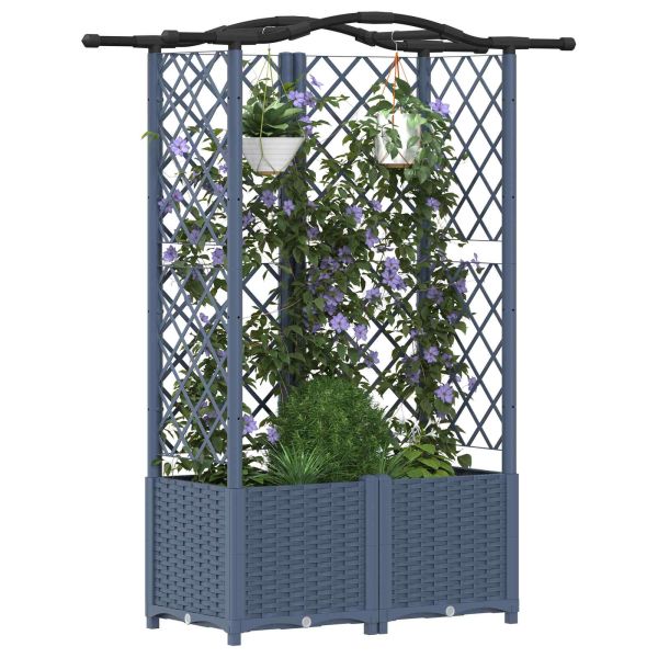 Повдигнато легло с решетка и покривка Сив 122 х 40 х 141 см ПП