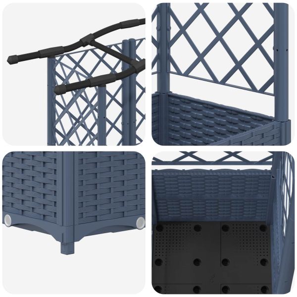 Повдигнато легло с решетка и покривка Сив 163 х 40 х 141 см ПП