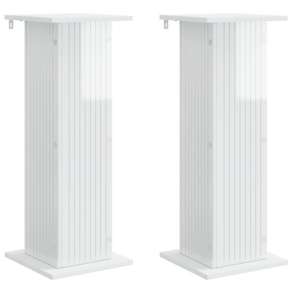 Стойка за растения 2 pcs Бял гланц 30,5 x 30 x 80,5 см