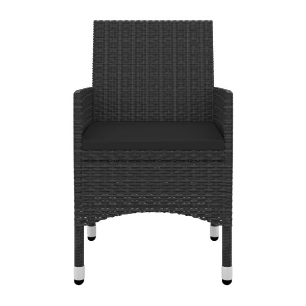 Градински комплект с възглавници 3 части полиратан и стъкло