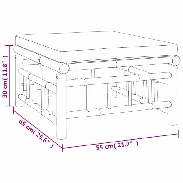 Градинска табуретка с тъмносива възглавница бамбук