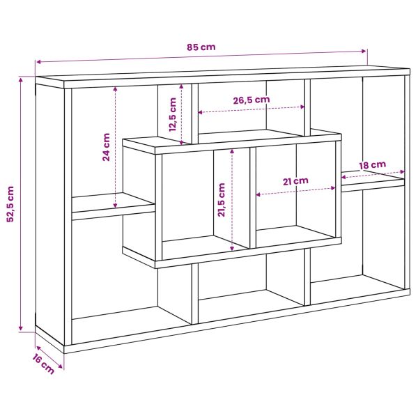 Стенен рафт с рафт Черния дъб 85 x 16 x 52,5 см Инженерно дърво