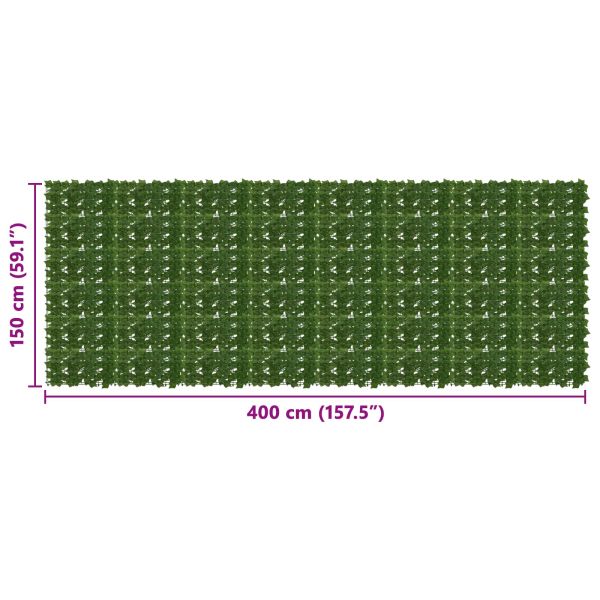 Завеса за балкон с листа Зелено 400 x 150 cm Полиестер и тъкан