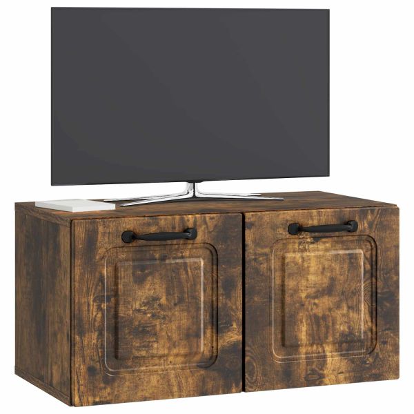 Стенно монтиран ТВ шкаф Опушен дъб 59,5 x 31 x 30 см