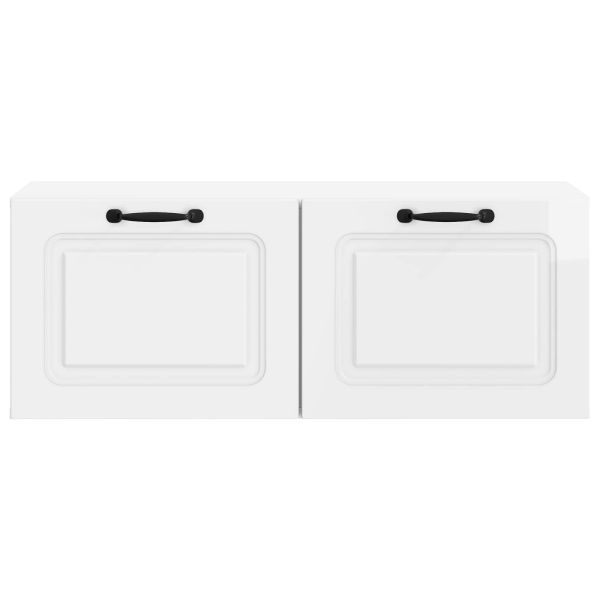 Стенно монтиран ТВ шкаф Бял гланц 78,5 x 31 x 30 см