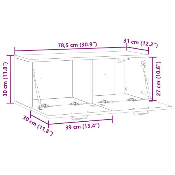Стенно монтиран ТВ шкаф Опушен дъб 78,5 x 31 x 30 см