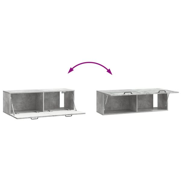 Стенно монтиран ТВ шкаф Бетонно сиво 98 x 31 x 30 см