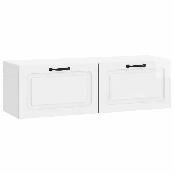 Стенно монтиран ТВ шкаф Бял гланц 98 x 31 x 30 см