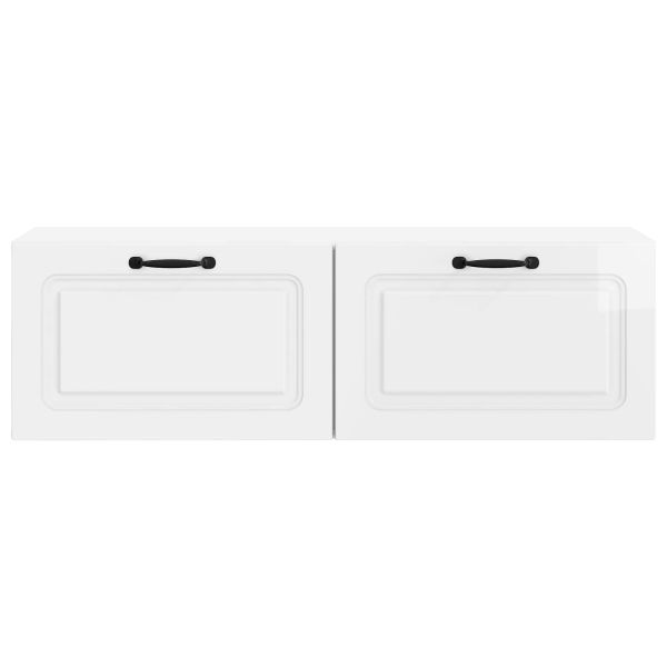 Стенно монтиран ТВ шкаф Бял гланц 98 x 31 x 30 см