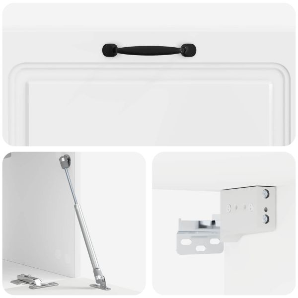 Стенно монтиран ТВ шкаф Бял гланц 98 x 31 x 30 см