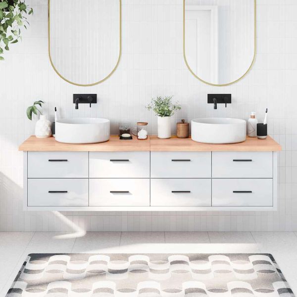 Плот за баня светлокафяв 200x60x(2-4) см обработено дърво масив