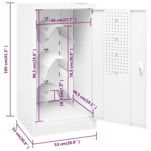 Шкаф за екипировка за езда, бял, 53x53x105 см, стомана