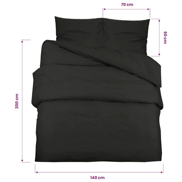 Комплект спално бельо, черен, 140x200 см, олекотен микрофибър