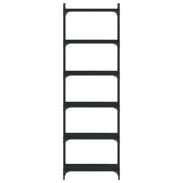 Библиотека 6 рафта черна 60x30x188 см инженерно дърво