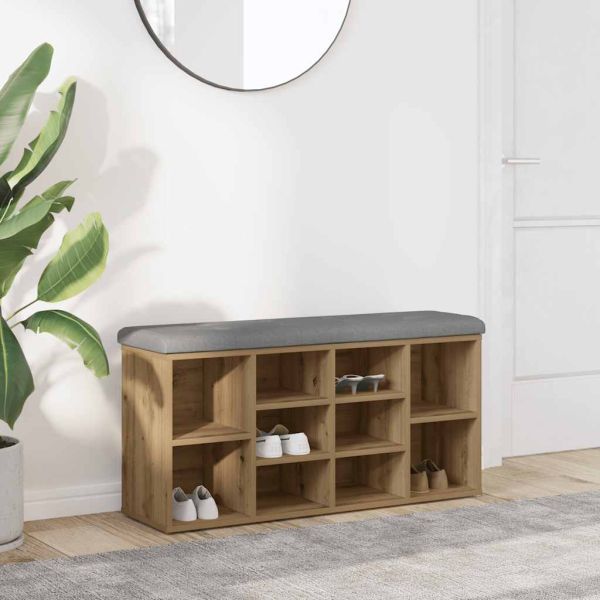 Пейка за обувки, дъб артизан, 82x32x45,5 см, инженерно дърво