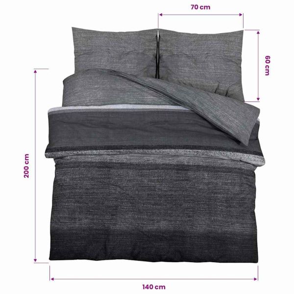 Комплект спално бельо, тъмносив, 140x200 см, памук