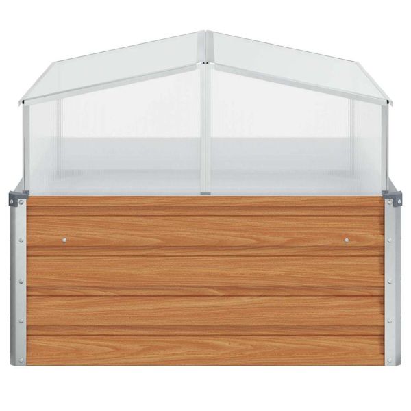 Градински сандък с оранжерия Светло кафяво 100 x 100 x 77 cm