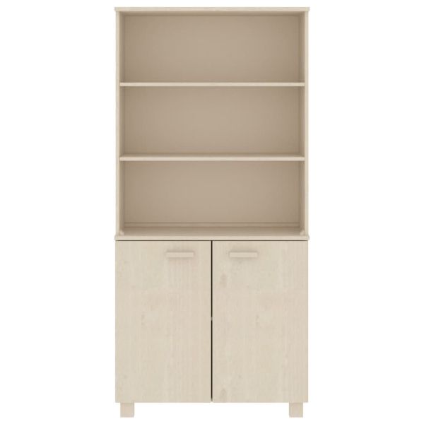 Висок шкаф HAMAR, борово дърво масив, меденокафяв