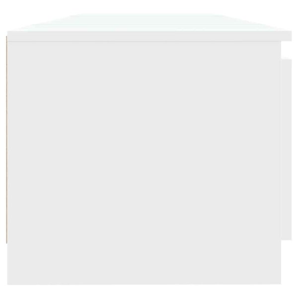 ТВ шкаф с LED осветление, бял, 140x40x36 см