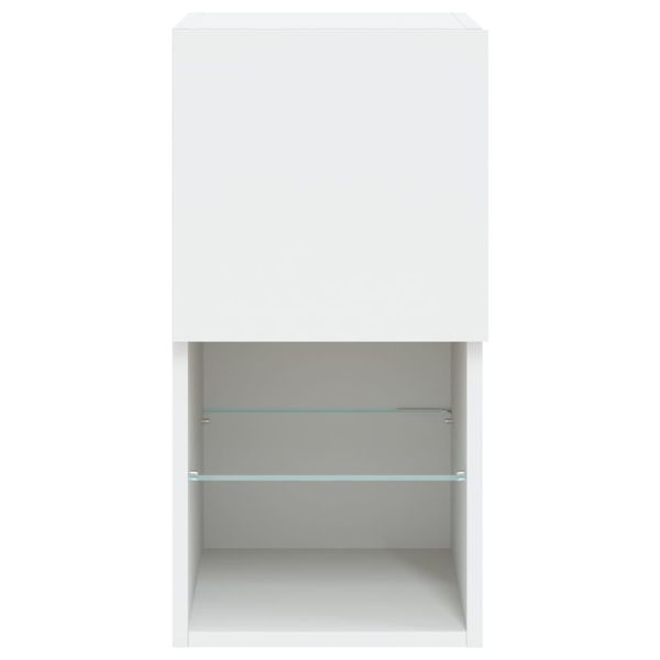 ТВ шкафове с LED осветление 2 бр бели 30,5x30x60 см