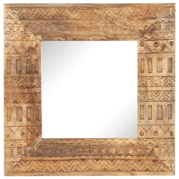 Ръчно резбовано огледало, 50x50x2,5 см, мангово дърво масив