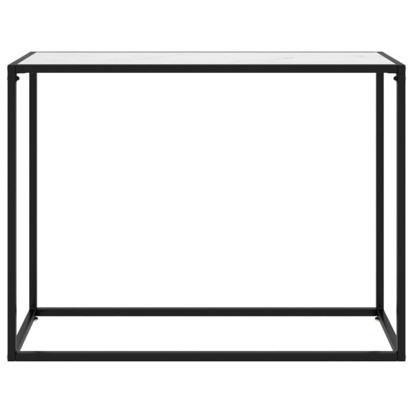 Конзолна маса, бяла, 100x35x75 cм, закалено стъкло