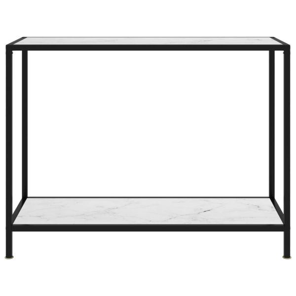 Конзолна маса, бяла, 100x35x75 cм, закалено стъкло