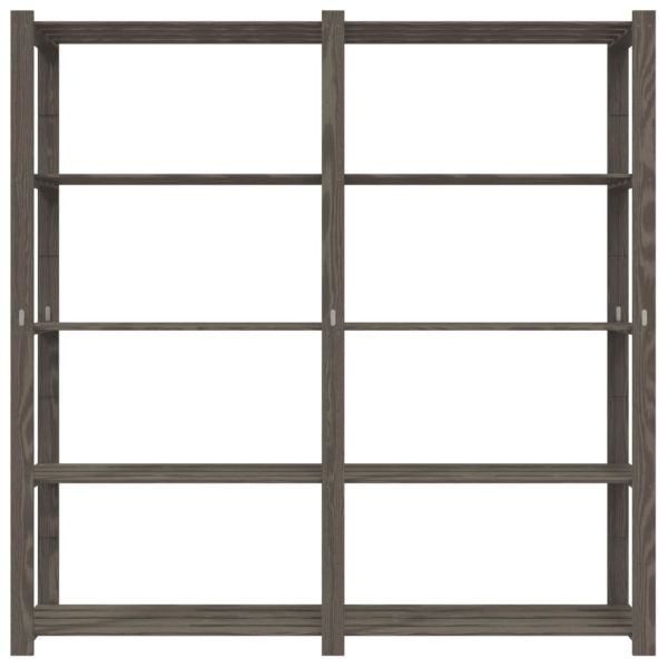 5-етажен стелаж за съхранение, сив, 170x38x170 см, бор масив