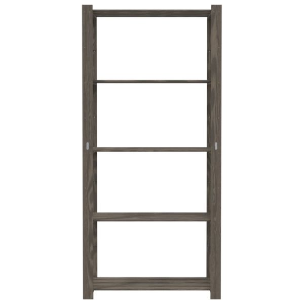5-етажен стелаж за съхранение, сив, 80x38x170 см, бор масив