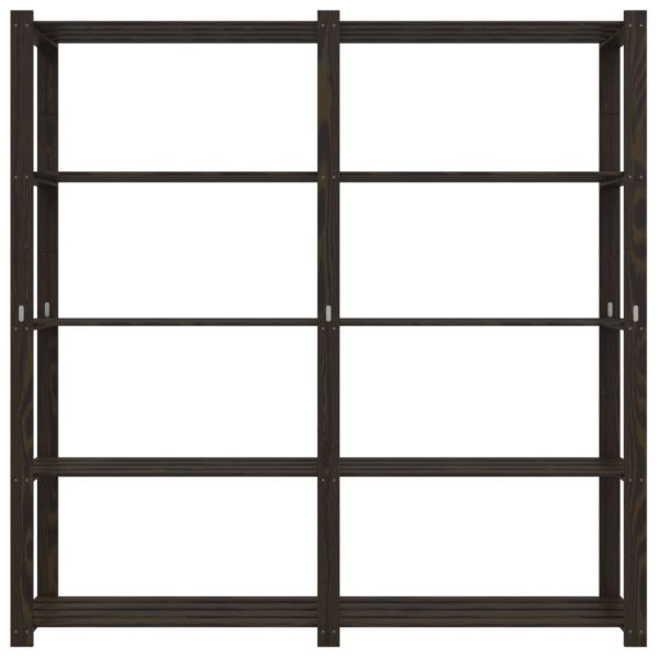 5-етажен стелаж за съхранение, черен, 170x38x170 см, бор масив