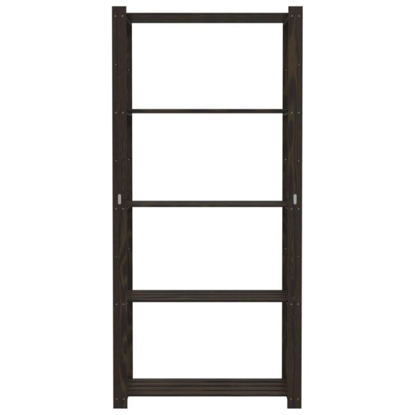 5-етажен стелаж за съхранение, черен, 80x38x170см, бор масив