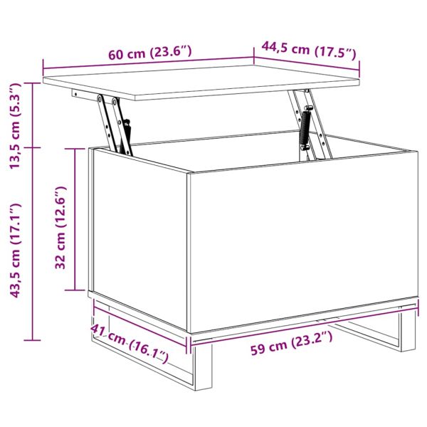 Кафе маса, черна, 60x44,5x45 см, инженерно дърво