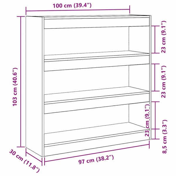 Шкаф за книги Старо дърво 100 x 30 x 103 см Инженерно дърво