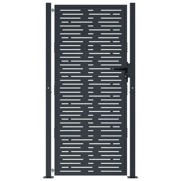 Градинска порта, антрацит, 100x200 см, стомана, квадратен дизайн