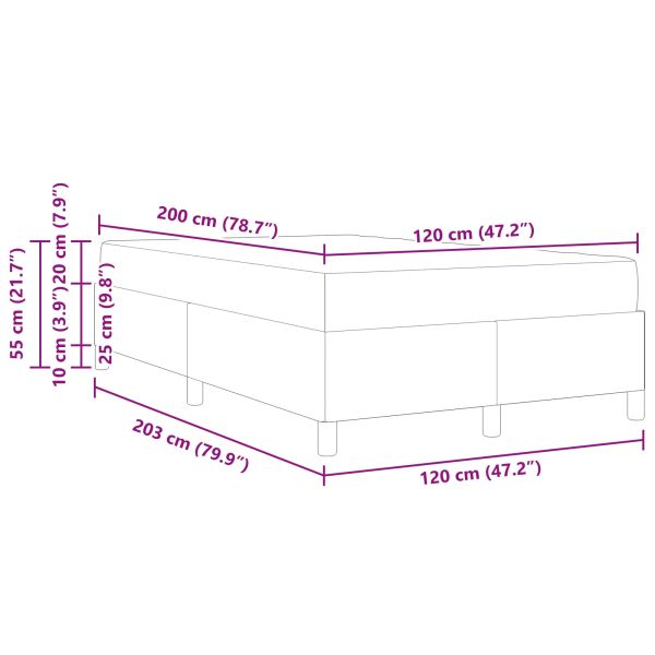 Рамка за легло с матрак Тъмен сив 120 x 200 cm текстил