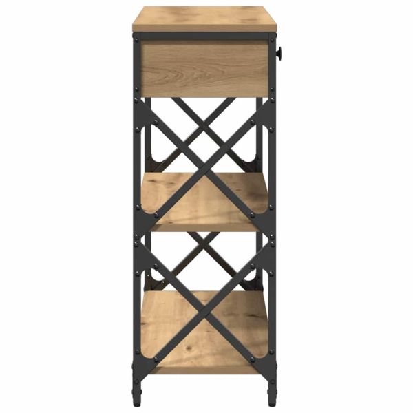 Конзолна маса с чекмедже с рафт дъб артизан 75 x 28 x 75 см