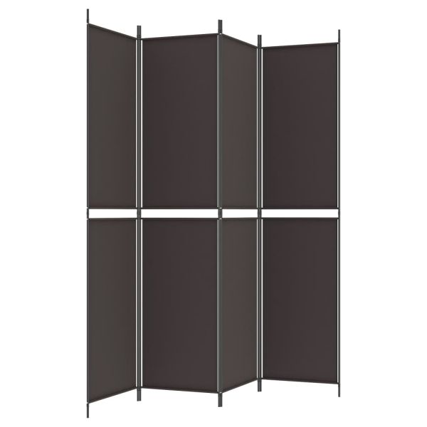 Параван за стая, 4 панела, кафяв, 200x220 cм, плат