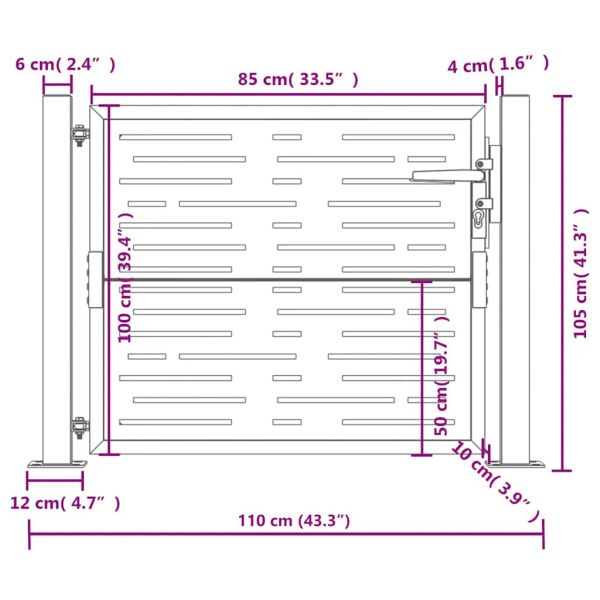 Градинска порта, антрацит, 100x100 см, стомана, квадратен дизайн