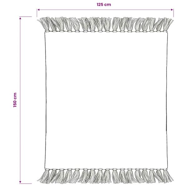Декоративно одеяло, памук, ивици, 125x150 см, сиво и бяло