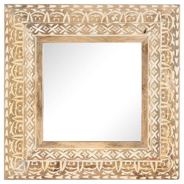Ръчно резбовано огледало, 50x50x2,6 см, мангово дърво масив