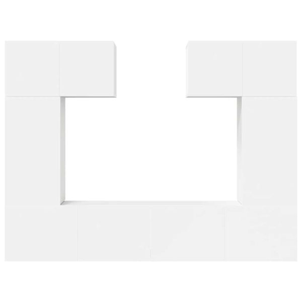 Комплект ТВ шкафове от 6 части, бял, инженерно дърво